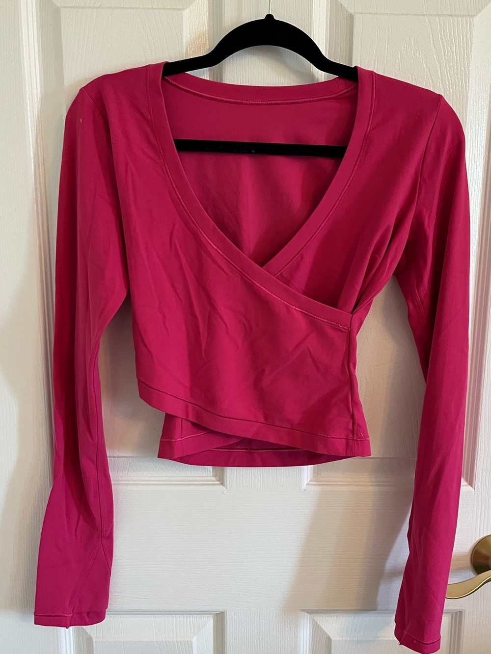 Athleta Fuchsia Wrap Crop Long Sleeve Top